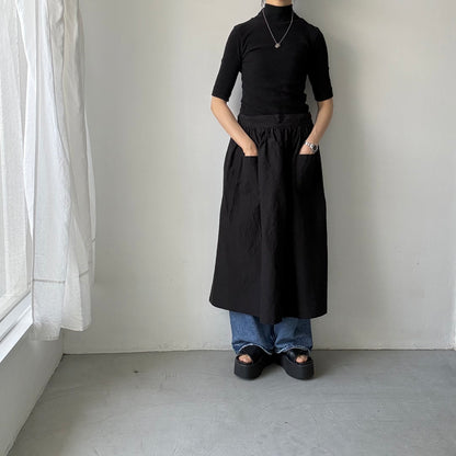 R&D.M.Co  コットンリネンシルクワッシャーサロンエプロン　ブラック