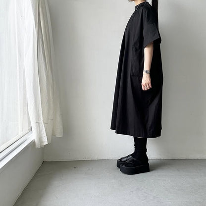 atelier d'antan Krallコットン半袖ドレス　ブラック