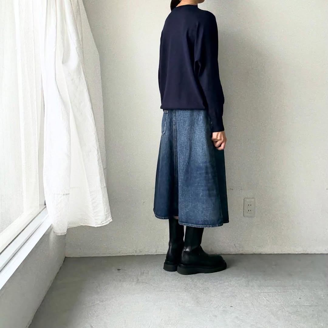 as it is   コットンオーバーニット　ネイビー