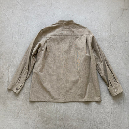 atelier naruse  オーガニックコットングレンチェックバンドカラーシャツ
