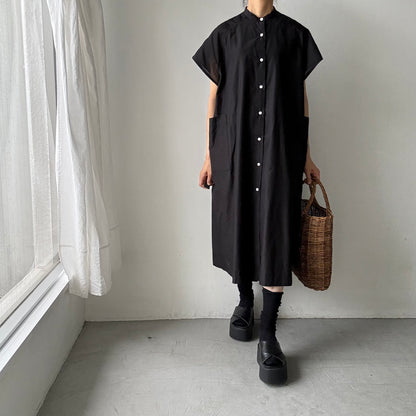 R&D.M.Co シルクコットンラグランハーフスリーブドレス