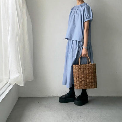 🟡週末入荷分予約受付中🟡cion  コットンシャーリングギャザースカート　サックスブルー