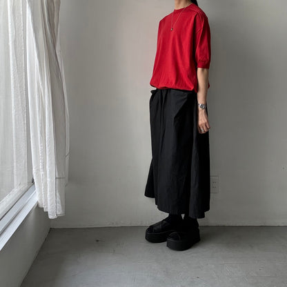 as it is クルーネック半袖コットンニット　レッド