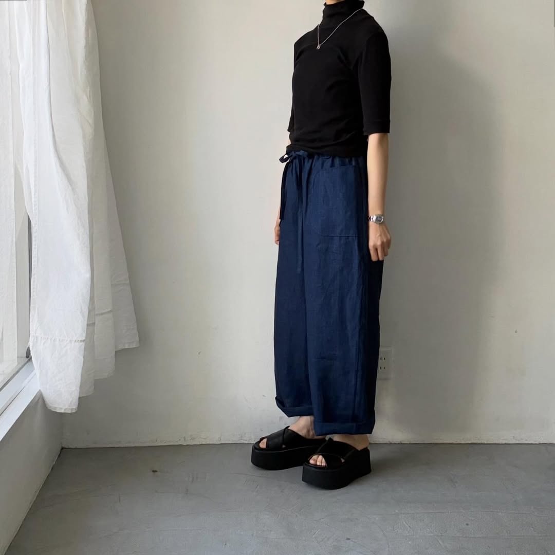 MAGALI インディゴリネンロングパンツ