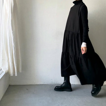 🟡週明け入荷分予約受付中🟡Linenya  ティアードワンピース　ブラック