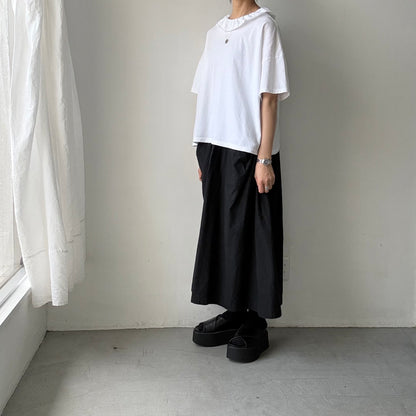homspun 天竺フリルカラー半袖プルオーバー　ホワイト