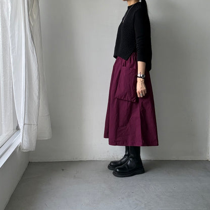 R&D.M.Co 　シュリンクコットンガーメントダイポケットスカート　プラム