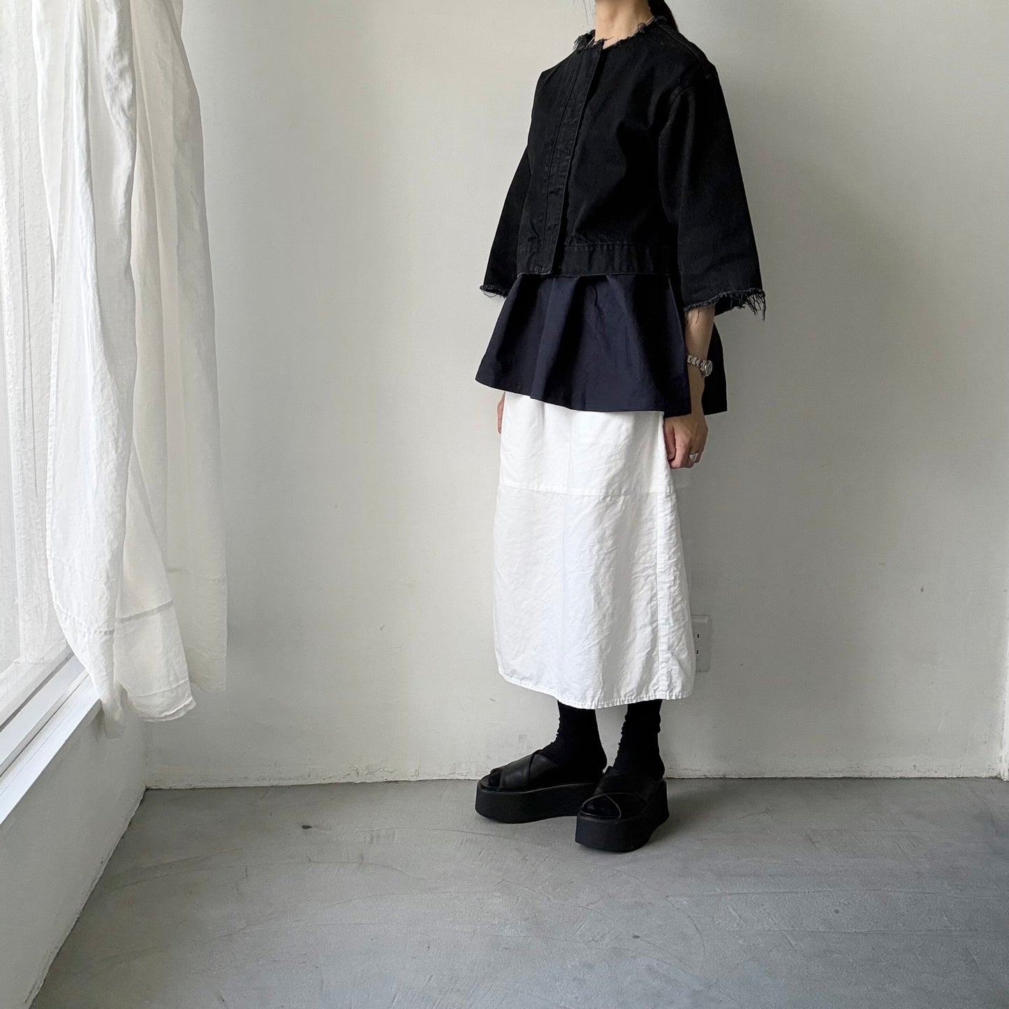 homspun  ワッフルノースリーブプルオーバー　ネイビー×ネイビー