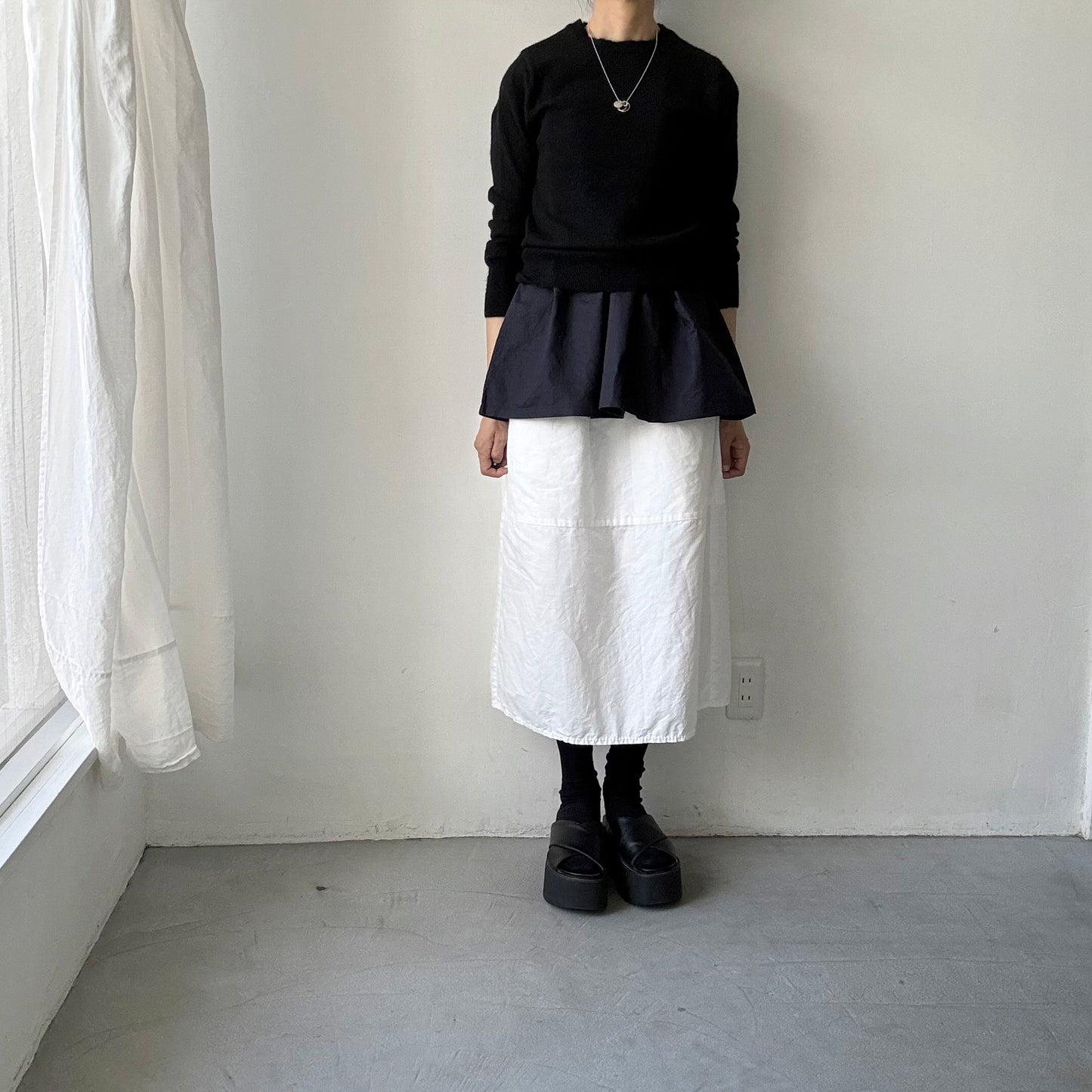 homspun  ワッフルノースリーブプルオーバー　ネイビー×ネイビー