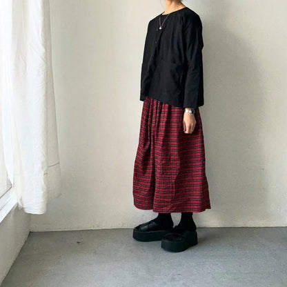 jujudhau デッドストックコットンダブルボタンシャツ　ブラック