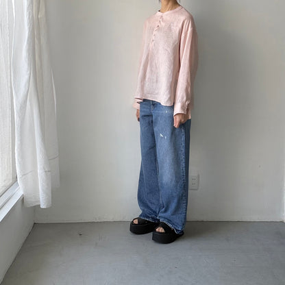 atelier naruse  リネンスモックブラウス　ペールピンク