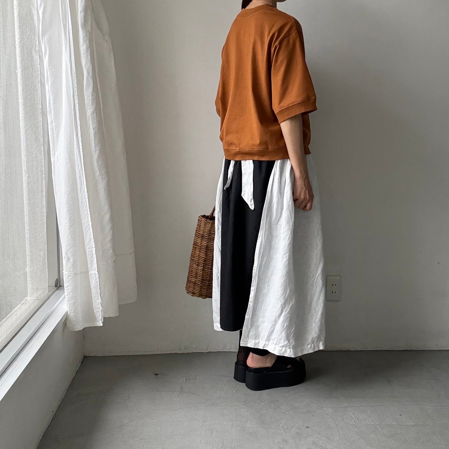 atelier d'antan  Bordet コットンジャージー５分袖プルオーバー　コニャック