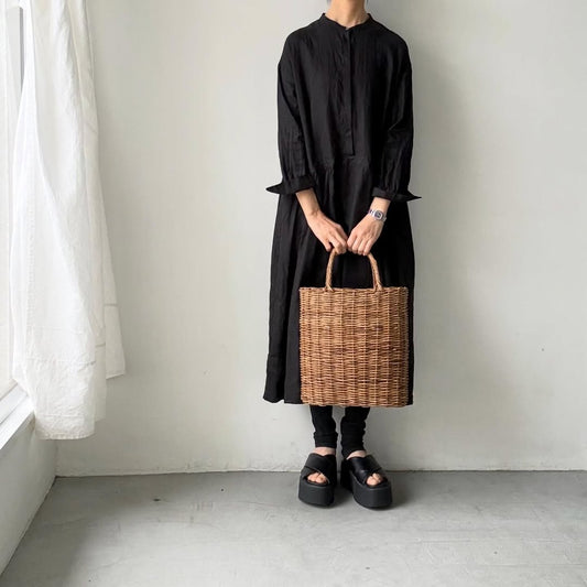 atelier naruse  リネンシャツワンピース　ブラック