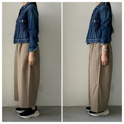homspun ウールリネンギャザーワイドパンツ　ベージュ