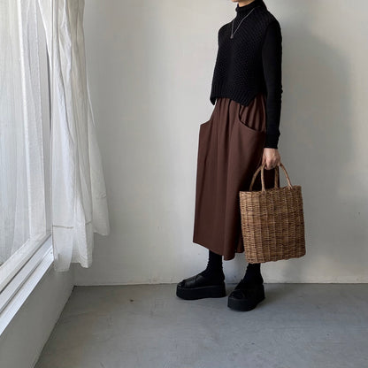 atelier naruse ウールポンチギャザースカート　ブラウン