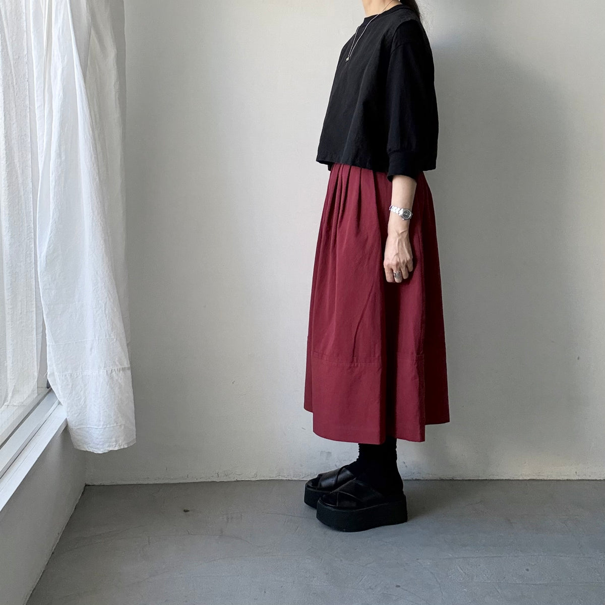 MAGALI オールドコットンラップ風スカート　レッド