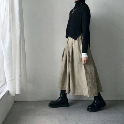 Linenya  リネンタックスカート　ベージュ