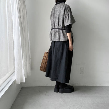 MAGALI  トリプルウォッシュリネンカシュクールジレ　フォグブラック