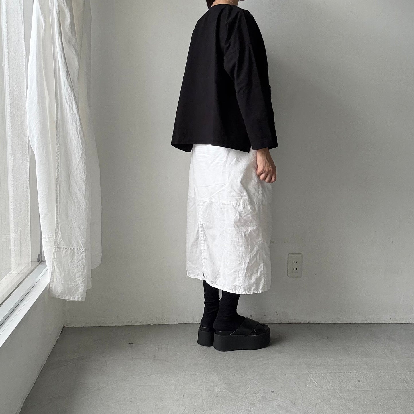 jujudhau デッドストックコットンダブルボタンシャツ　ブラック