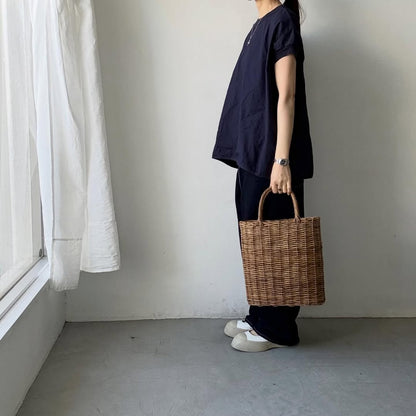 homspun コンパクトウェザーノースリーブ(オーバーサイズ)  ネイビー