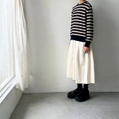atelier naruse ウールコットンボーダーニット　ネイビー×ブラック