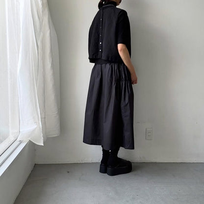 cion  コットンシャーリングギャザースカート　ブラック