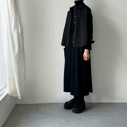 Linenya  コットン丸襟長袖ブラウス　ブラック