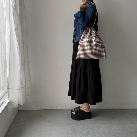 R&D.M.Co  ギンガムチェックドローストリングバッグ　ラージ