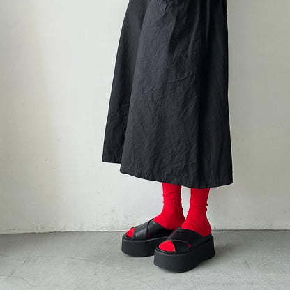 atelier naruse  リネン天竺ミドルソックス　レッド