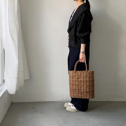 MAGALI コルトレイクリネンレース襟カーディガン　ブラック