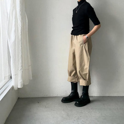 ゴーシュ  オーガニックダックコットンストレートラインパンツ　ベージュ
