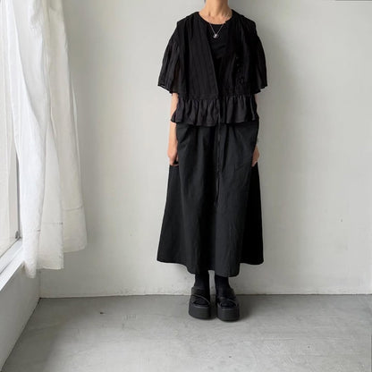 MAGALI コットンレースカシュクールブラウス　ブラック