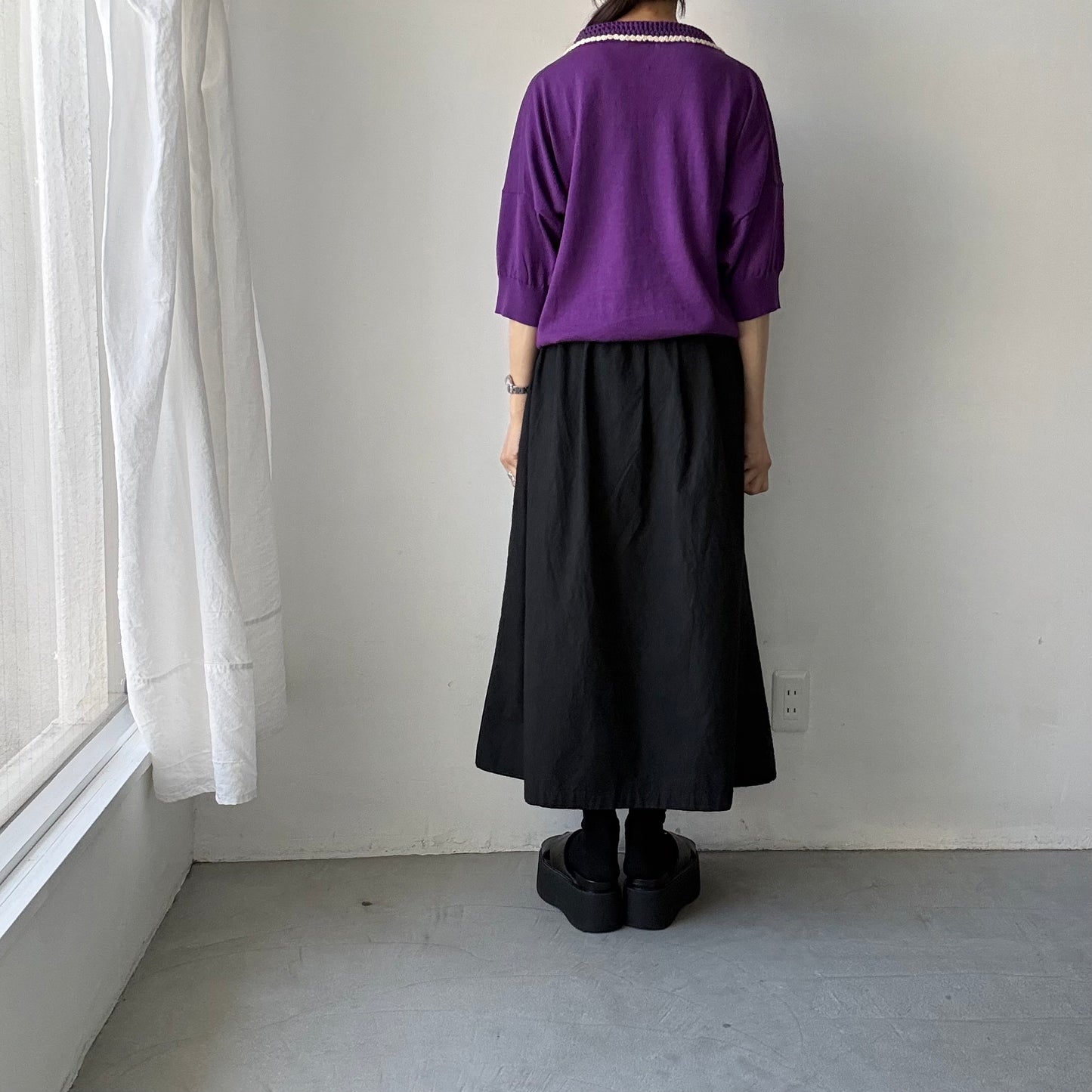 atelier naruse  コットンクロシェカラーニット　パープル