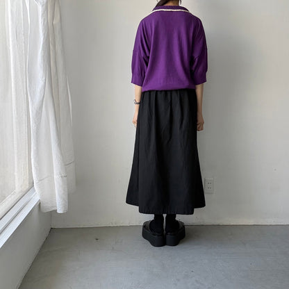 atelier naruse  コットンクロシェカラーニット　パープル