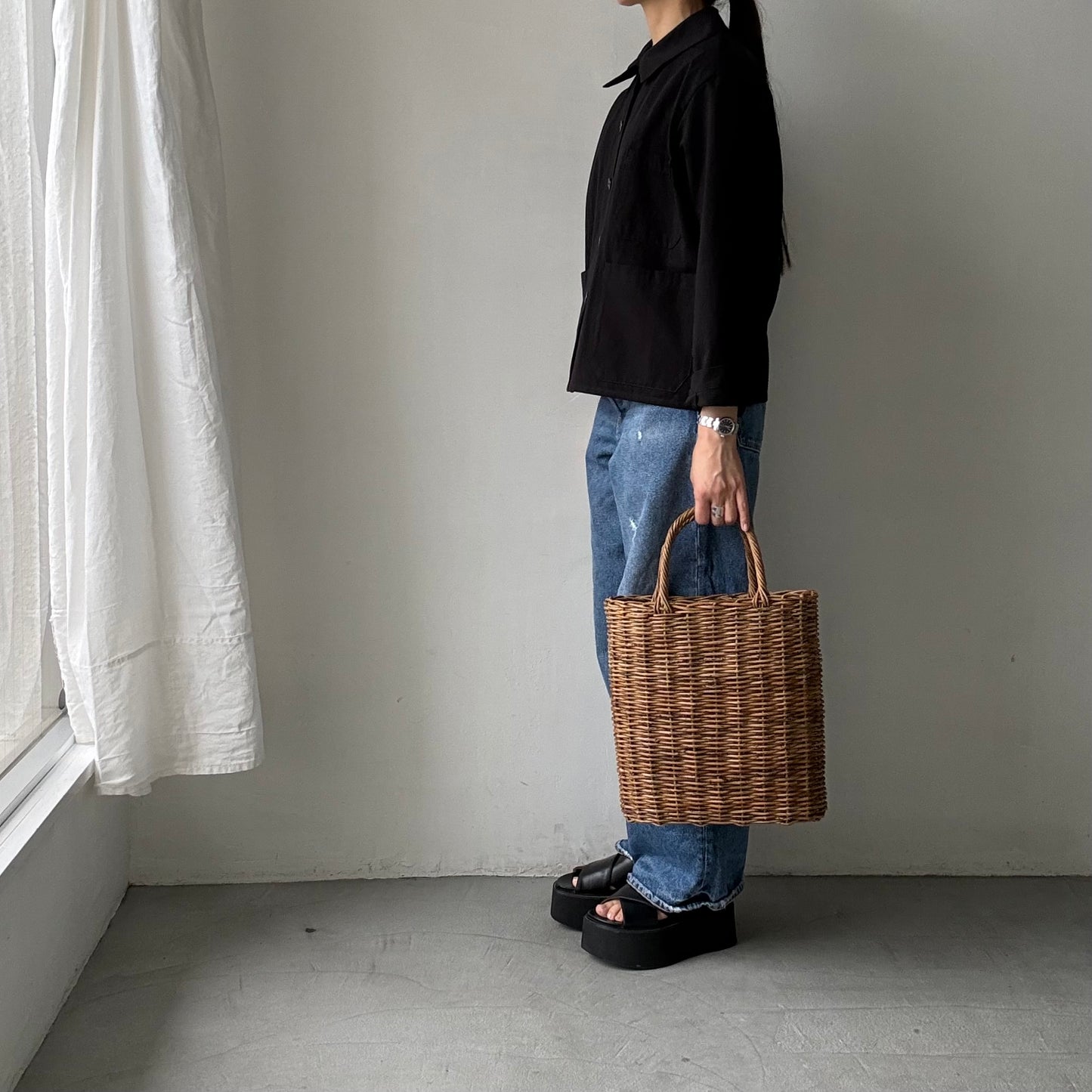 atelier d'antan Kantor コットンジャケット　ブラック