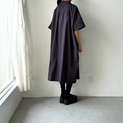atelier d'antan Krallコットン半袖ドレス　ダークグレー