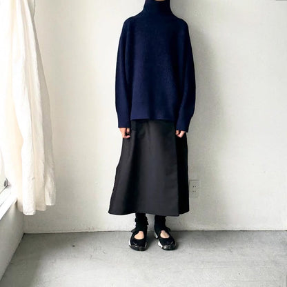 homspun メリノウールワッフル編みプルオーバー　ブルーネイビー