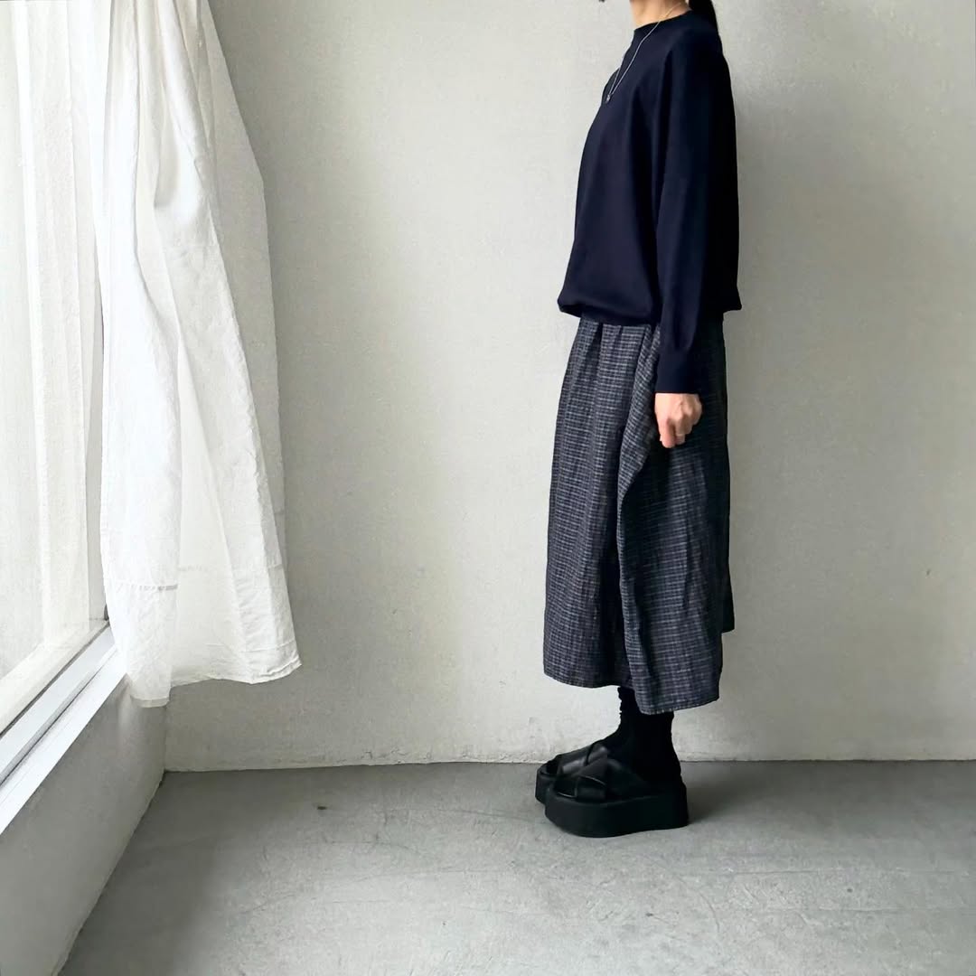 as it is   コットンオーバーニット　ネイビー