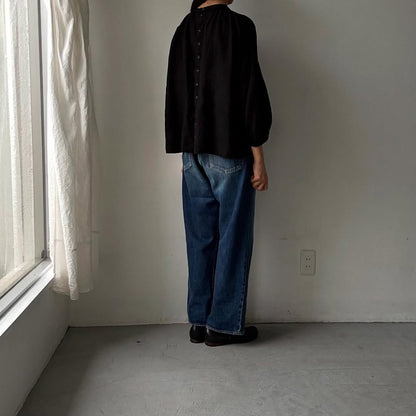 R&D.M.Co  リネンヘンプスモックブラウス　ブラック