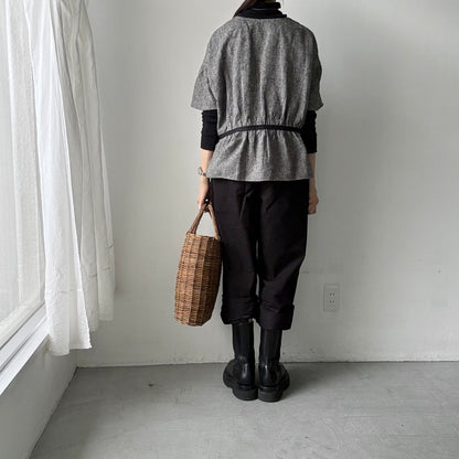 MAGALI  トリプルウォッシュリネンカシュクールジレ　フォグブラック