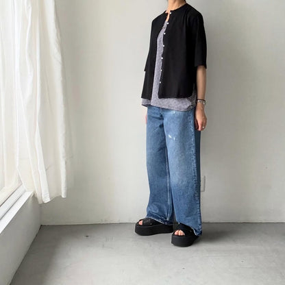 homspun  ギンガムノースリーブプルオーバー　