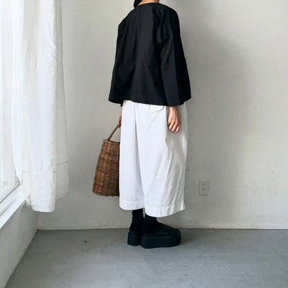 jujudhau デッドストックコットンダブルボタンシャツ　ブラック