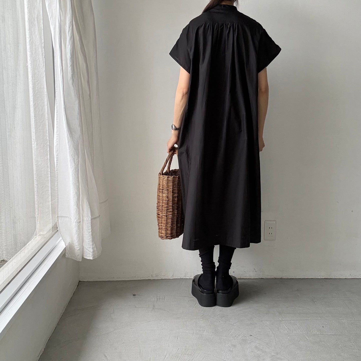 R&D.M.Co シルクコットンラグランハーフスリーブドレス
