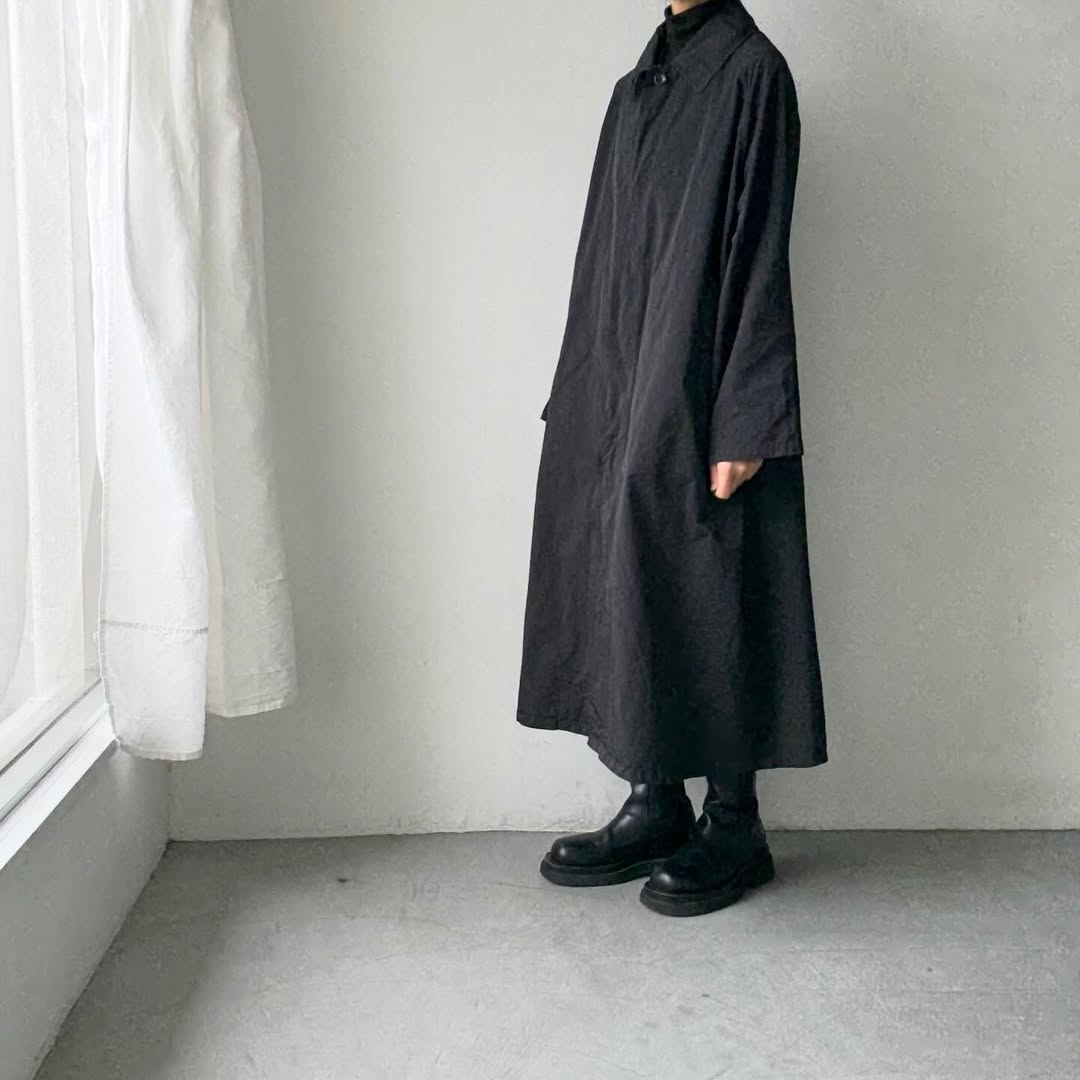 R&D.M.Co ガーメントダイステンカラーコート　ブラック