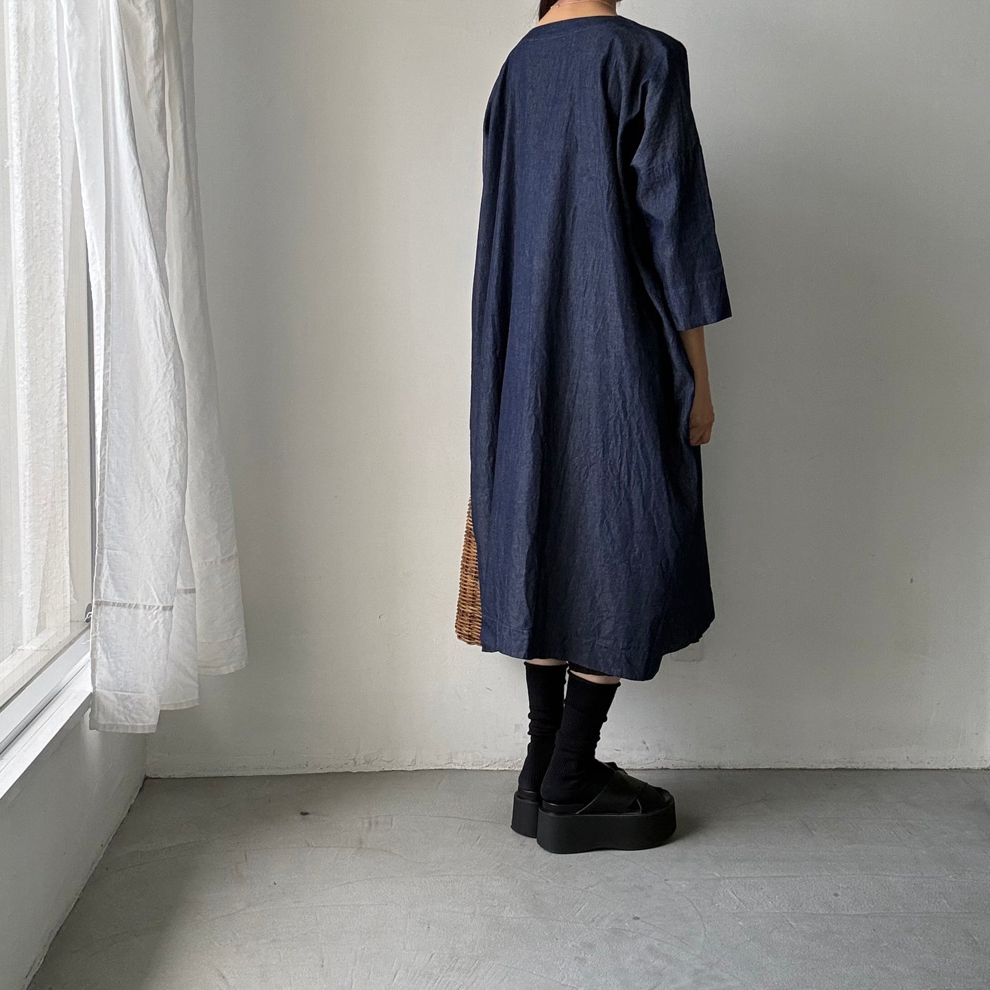 jujudhau  デニム台形ドレス