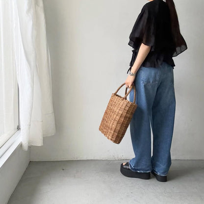 MAGALI コットンレースカシュクールブラウス　ブラック