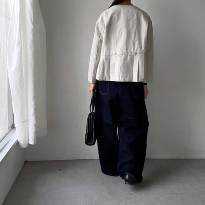 MAGALI ハイカウントコットンリネンダブルボタンジャケット　オートミール