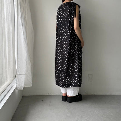 cion  コットン水玉ショルダーリボンワンピース