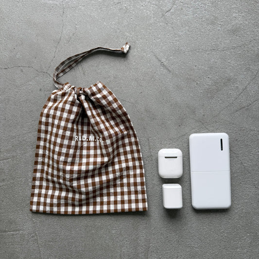 R&D.M.Co  ギンガムチェックドローストリングバッグ　スモール