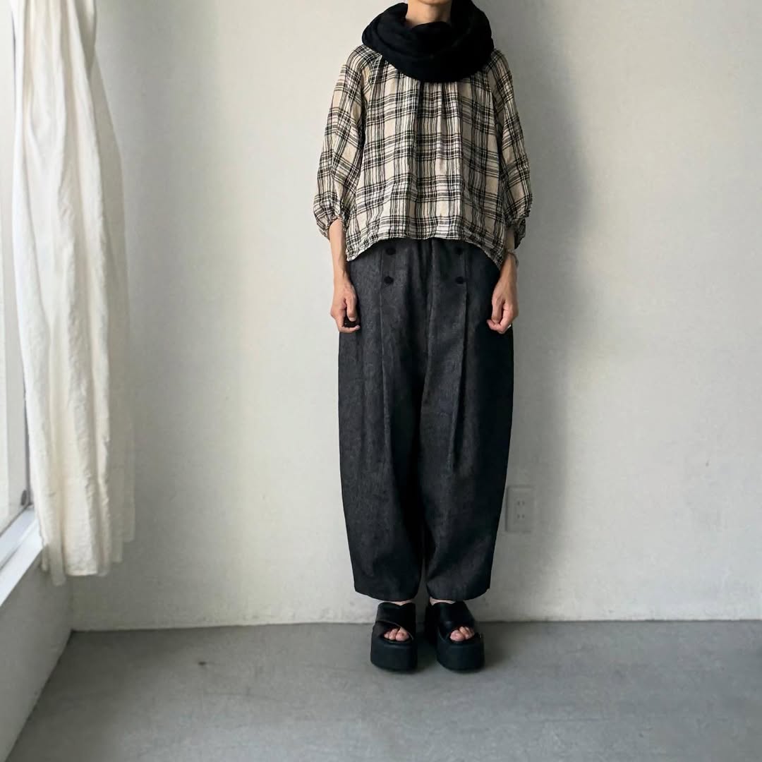 MAGALI コットンリネンデニムマリンパンツ